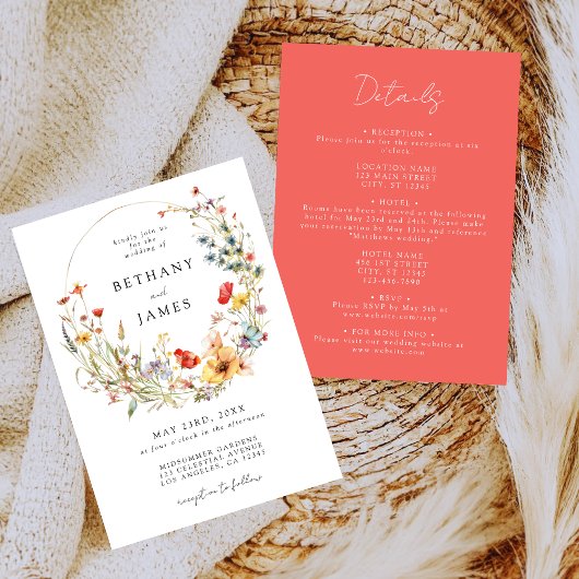 Zomer Wildflower All in One Wedding Kaart