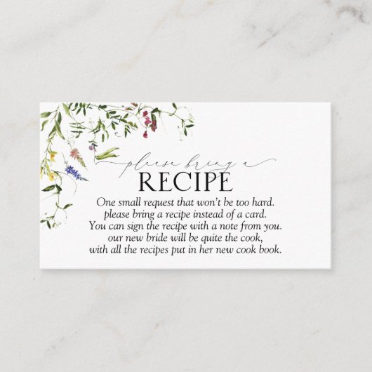 Zomer Wildflower alstublieft om een recept mee te Informatiekaartje (Voorkant)
