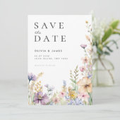 Zomer Wildflower Bloemen Huwelijk Save The Date (Staand voorkant)