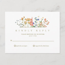 Zomer Wildflower Boho Bruiloft RSVP Briefkaart