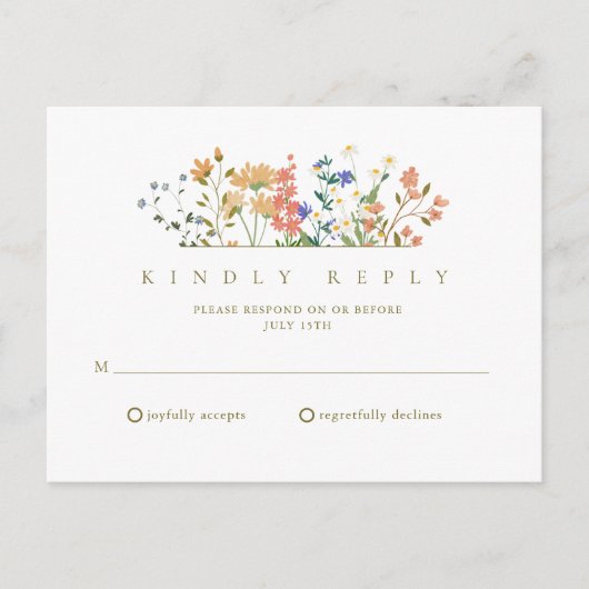 Zomer Wildflower Boho Bruiloft RSVP Briefkaart (Voorkant)