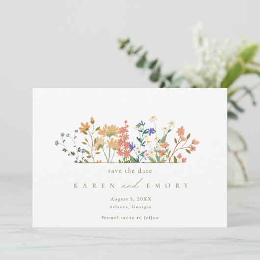 Zomer Wildflower Boho bruiloft Save The Date (Staand voorkant)