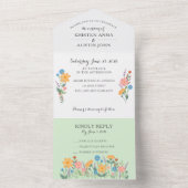 Zomer Wildflower bruiloft uitnodiging Alles in één (Binnen)