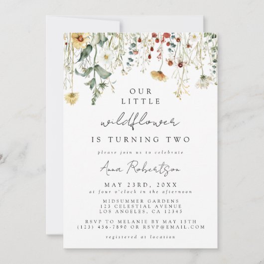 Zomer Wildflower Field 2e verjaardag Kaart (Voorkant)