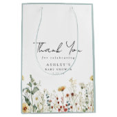 Zomer Wildflower Field Baby shower Dank u Medium Cadeauzakje (Voorkant)