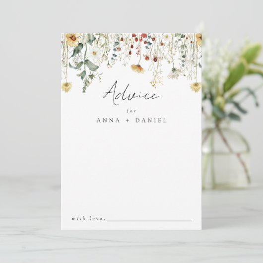 Zomer Wildflower Field Bruiloft Advieskaart (Staand voorkant)