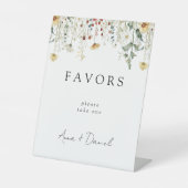 Zomer Wildflower Field bruiloft gunsten Reclamebord Met Voetstuk (Voorkant)