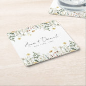 Zomer Wildflower Field Bruiloft Kartonnen Onderzetters (Schuin)