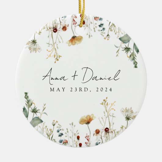 Zomer Wildflower Field Bruiloft Keramisch Ornament (Voorkant)