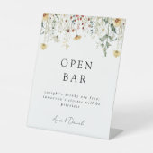 Zomer Wildflower Field Bruiloft Open Bar Reclamebord Met Voetstuk (Voorkant)
