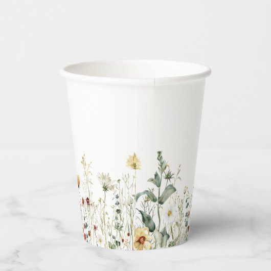Zomer Wildflower Field Bruiloft Papieren Bekers (Rechts)