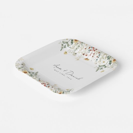 Zomer Wildflower Field Bruiloft Papieren Bordje (Gebogen)