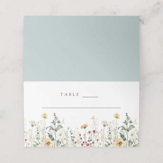 Zomer Wildflower Field Bruiloft Plaatskaartje (Buitenkant ongevouwen)