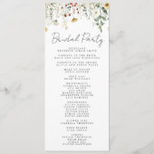 Zomer Wildflower Field Bruiloft Programmakaart (Achterkant)