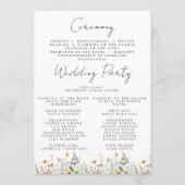 Zomer Wildflower Field Bruiloft Programmakaart (Achterkant)