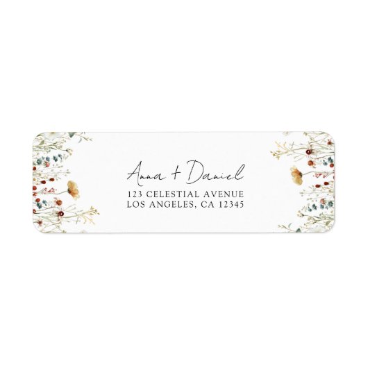 Zomer Wildflower Field Bruiloft Retouradres Etiket (Voorkant)