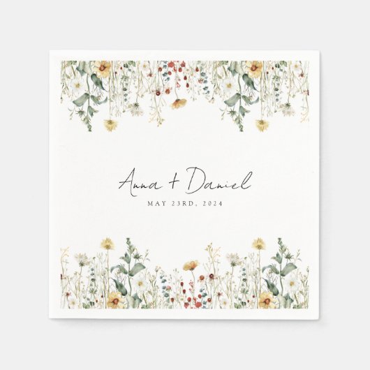 Zomer Wildflower Field Bruiloft Servet (Voorkant)