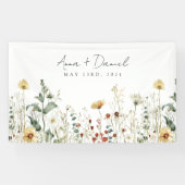 Zomer Wildflower Field Bruiloft Spandoek (Horizontaal)