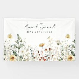 Zomer Wildflower Field Bruiloft Spandoek