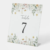 Zomer Wildflower Field Bruiloft Tafelnummer Reclamebord Met Voetstuk (Voorkant)