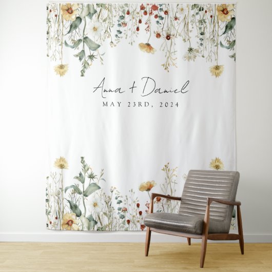 Zomer Wildflower Field Bruiloft Wandkleed (In situ)