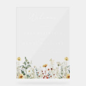 Zomer Wildflower Field Bruiloft Welkom Acryl Bord (Voorkant)