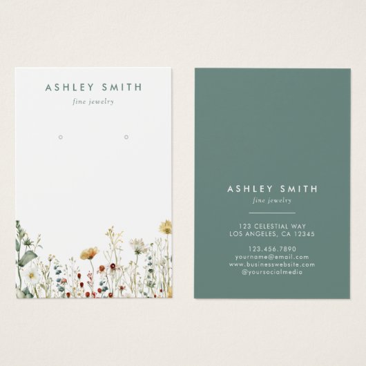 Zomer Wildflower Field Earring Display Kaart (Voorkant /achterkant)