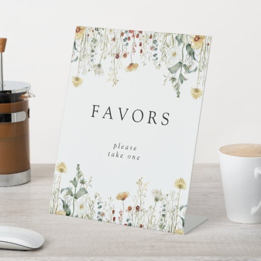 Zomer Wildflower Field Favors Reclamebord Met Voetstuk (Insitu)