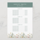 Zomer Wildflower Field Prijs Menu (Voorkant)