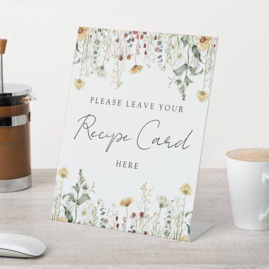 Zomer Wildflower Field Recept Kaart Reclamebord Met Voetstuk (Insitu)