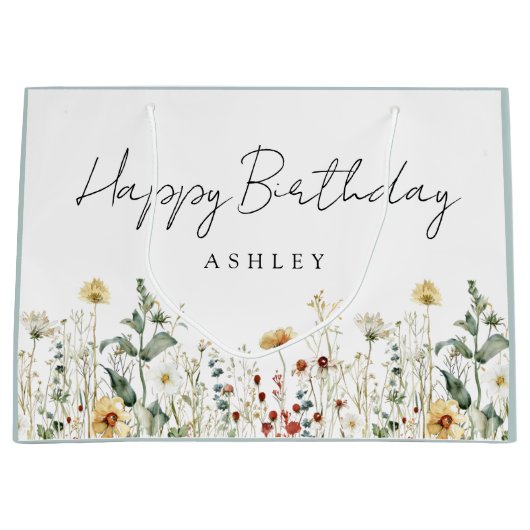 Zomer Wildflower Field Verjaardag Groot Cadeauzakje (Voorkant)