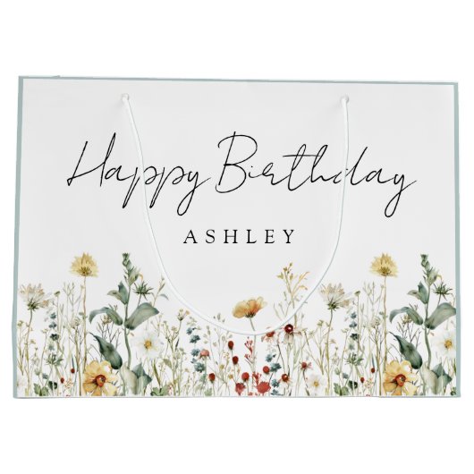 Zomer Wildflower Field Verjaardag Groot Cadeauzakje (Achterkant)