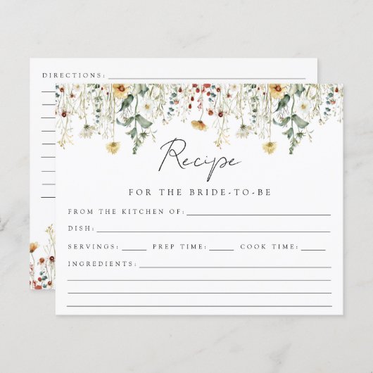 Zomer Wildflower Field Vrijgezellenfeest Recept Ka (Voorkant / Achterkant)