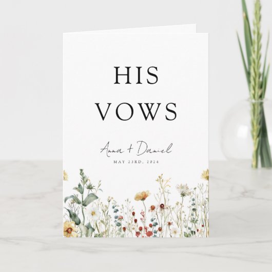 Zomer Wildflower Field Zijn bruiloft geloften Kaar Kaart (Voorkant)