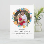 Zomer Wildflower Fotobruiloft Bewaar de datum Save The Date (Staand voorkant)