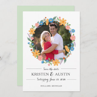 Zomer Wildflower Fotobruiloft Bewaar de datum Save The Date