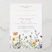 Zomer Wildflower Garden Wedding Folie Uitnodiging (Voorkant)
