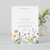 Zomer Wildflower Garden Wedding Folie Uitnodiging (Staand Voorkant)