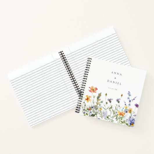 Zomer Wildflower Garden Wedding Guest Book Notitieboek (Binnen)