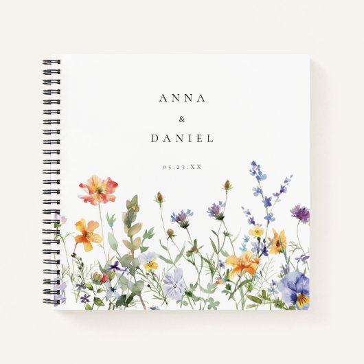 Zomer Wildflower Garden Wedding Guest Book Notitieboek (Voorkant)