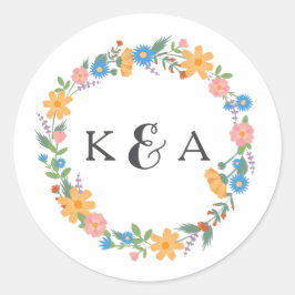 Zomer Wildflower Ronde bruiloft Sticker