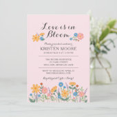 Zomer Wildflower Roze Bruids Douche Uitnodiging (Staand voorkant)