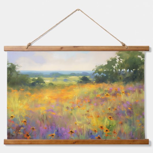 Zomer Wildflower Valley Landschap Bloom Art Hangend Wandkleed (Voorkant)