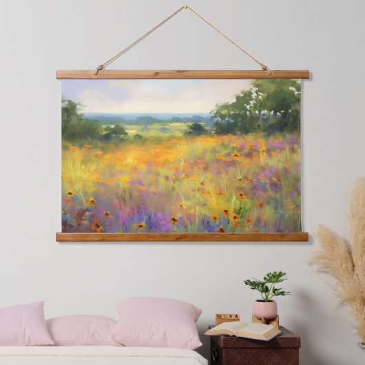 Zomer Wildflower Valley Landschap Bloom Art Hangend Wandkleed (Slaapkamer)