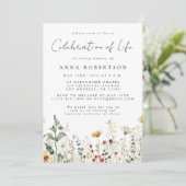 Zomer Wildflower Viering van het leven begrafenis Kaart (Staand voorkant)