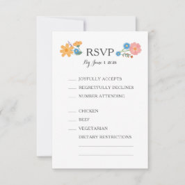 Zomer Wildflower Wedding RSVP Kaart