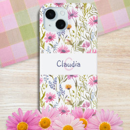 Zomer Wildflowers Botanische Tuin Monogrammed iPhone 15 Case