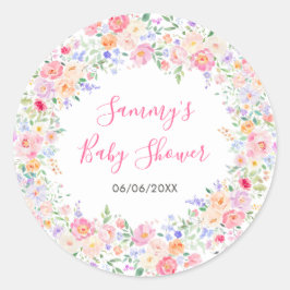 Zomer Wildflowers Floral Baby shower Ronde Sticker
