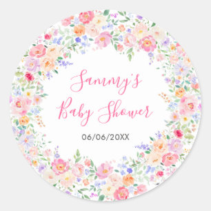 Zomer Wildflowers Floral Baby shower Ronde Sticker
