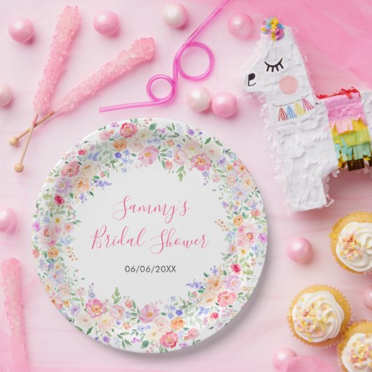 Zomer Wildflowers Floral Vrijgezellenfeest Papieren Bordje (Feest)